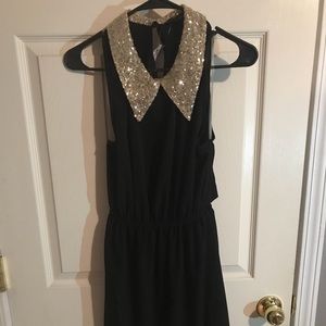 Black Dress Gold Sequin Collar